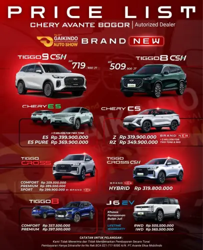 Pricelist Harga Chery pekayonjaya 2025